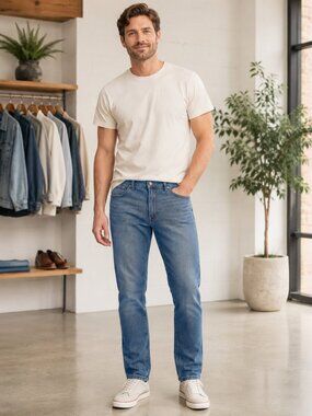 Mens IZOD Slim Fit Blue Jeans Size 36x32 Cotton Blend Denim Casual Pants